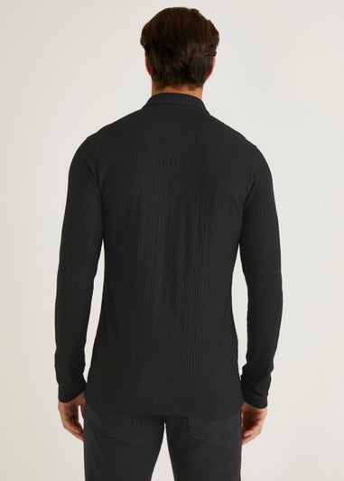 T&W Black Jacquard Shirt
