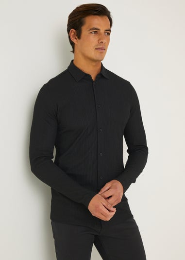T&W Black Jacquard Shirt