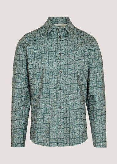 T&W Teal Print Stretch Shirt