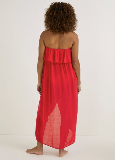 Red Bandeau Beach Maxi Dress