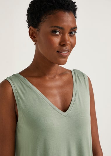 Green V-Neck Vest Top