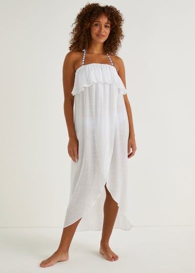 White Bandeau Beach Maxi Dress