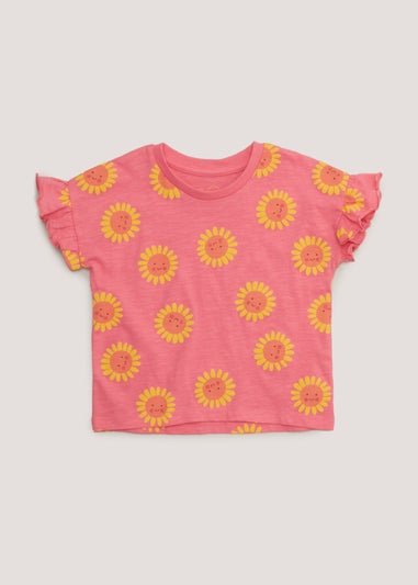 Girls Pink Sun Print T-Shirt (9mths-6yrs)