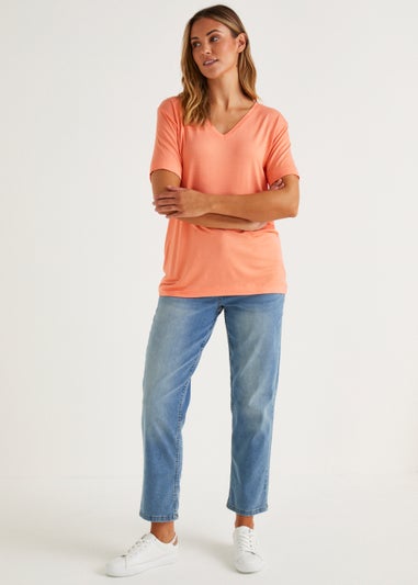 Coral V-Neck T-Shirt