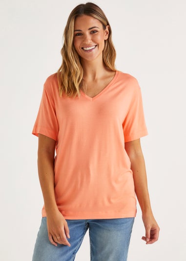 Coral V-Neck T-Shirt