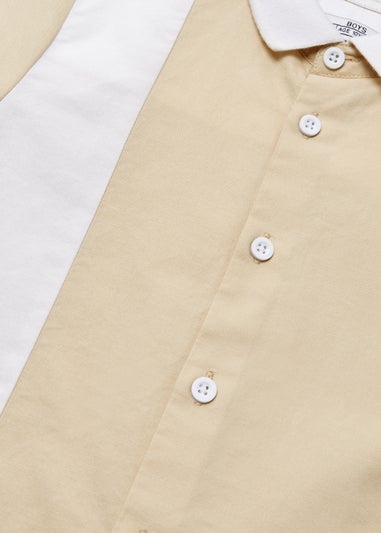 Boys Beige Woven Shirt & Shorts Co-Ord Set (4-12yrs)