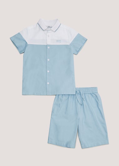 Boys Blue Shirt & Shorts Co-Ord Set (4-12yrs)