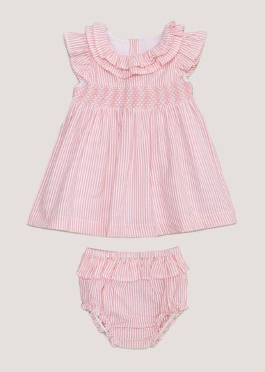 Baby Pink Stripe Dress & Knickers Set (Newborn-23mths)
