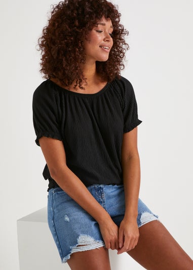 Black Textured Top