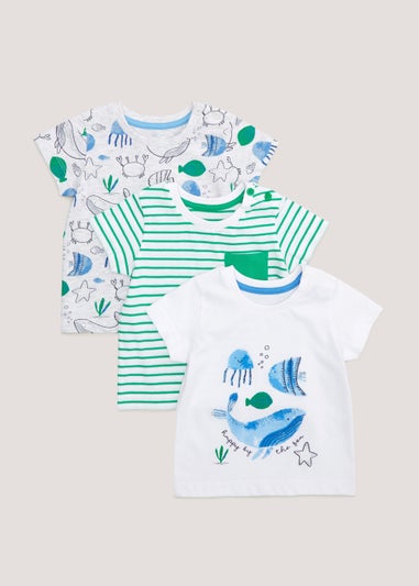 Baby 3 Pack Sea T-Shirts (Newborn-23mths)