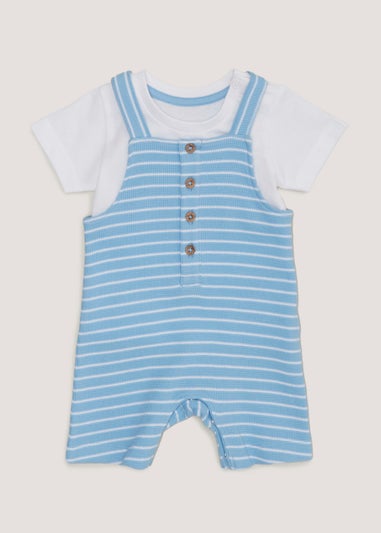 Baby Blue Stripe Romper & T-Shirt Set (Newborn-18mths)