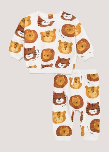Baby Cream Lion Sweatshirt Set (Newborn-23mths)