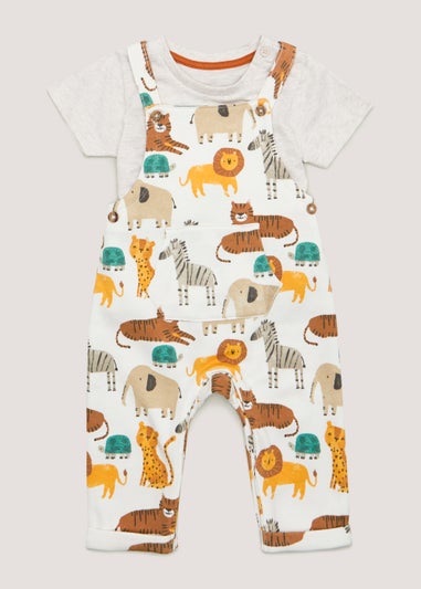 Baby Safari Dungarees & T-Shirt Set (Newborn-23mths)