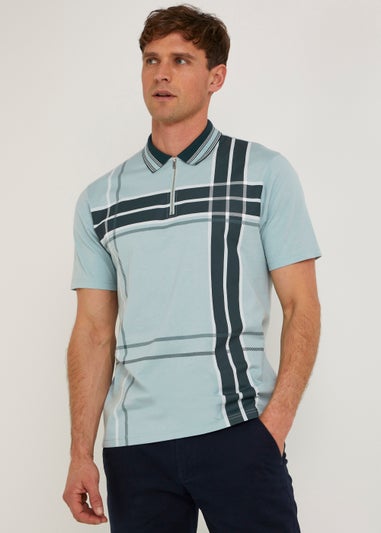 Light Blue Check Polo Shirt