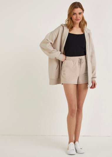 Beige Tie Waisted Shorts