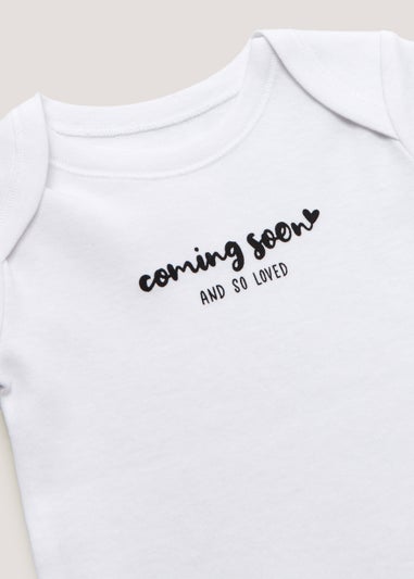 Baby White Coming Soon Bodysuit (Newborn-3mths)