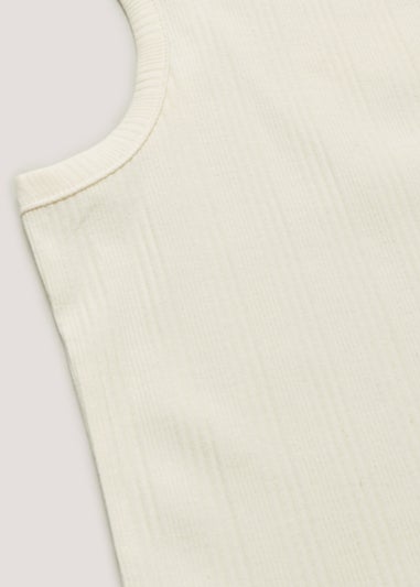 Girls Cream Ribbed Vest Top (4-13yrs)