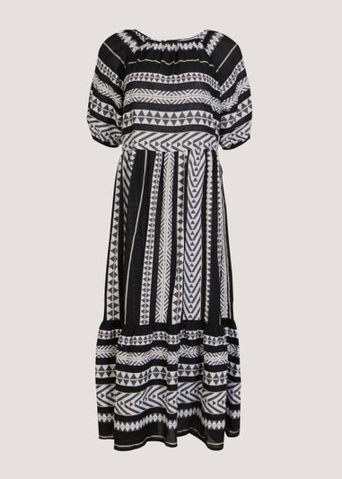 Black Aztec Jacquard Midaxi Dress