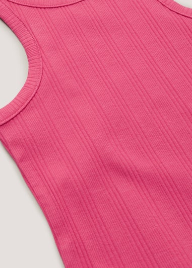 Girls Pink Ribbed Vest Top (4-13yrs)