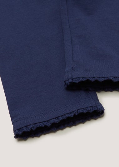 Girls Navy Lace Trim Leggings (4-13yrs)