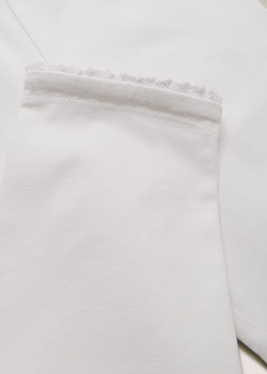 Girls White Lace Trim Leggings (4-13yrs) - Matalan