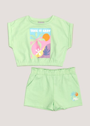 Girls Green Top & Short Co-Ord Set (4-13yrs)