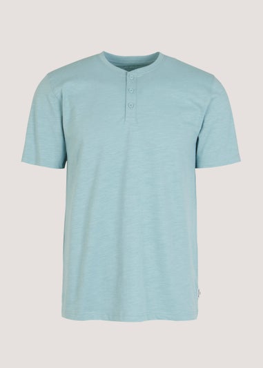 Teal Grandad Collar T-Shirt