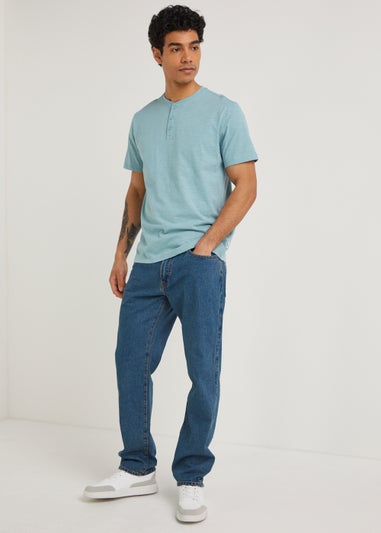 Teal Grandad Collar T-Shirt