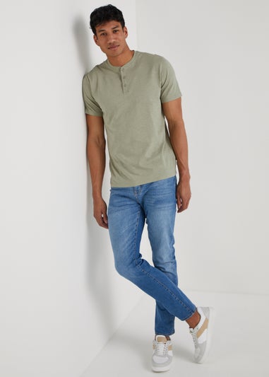 Green Grandad Collar T-Shirt