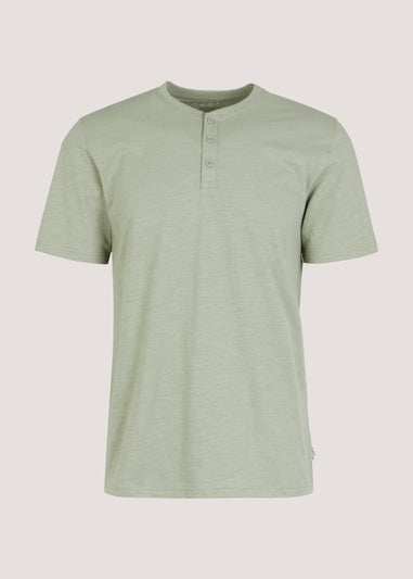 Green Grandad Collar T-Shirt