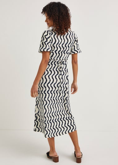 Cream Zigzag Midi Dress