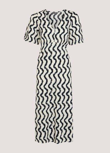 Cream Zigzag Midi Dress