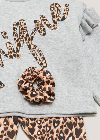 Girls Grey Unique Sweatshirt Leggings & Scrunchie Set (4-13yrs)