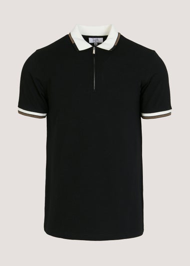 T&W Black Tipped Polo Shirt