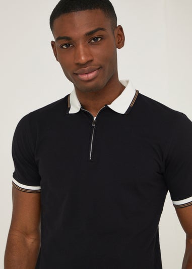 T&W Black Tipped Polo Shirt