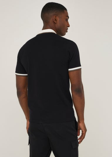 T&W Black Tipped Polo Shirt