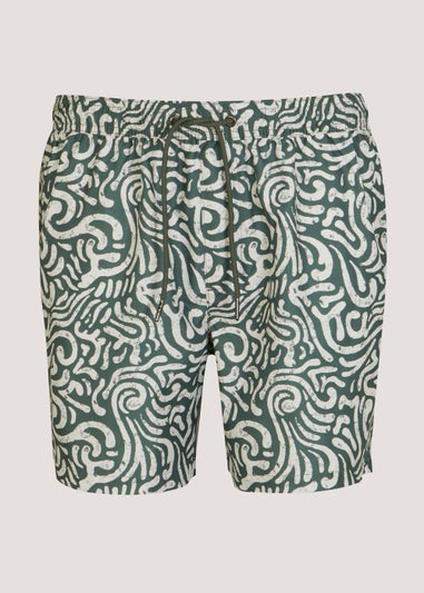Khaki Print Co-Ord Swim Shorts