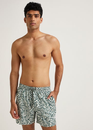 Khaki Print Co-Ord Swim Shorts
