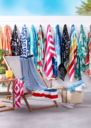 Nautical Stripe Print Beach Towel (150cm x 70cm)