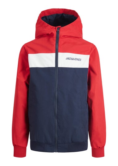 Jack & Jones Junior Red Blocki Hood Bomber Jacket (8-16yrs)