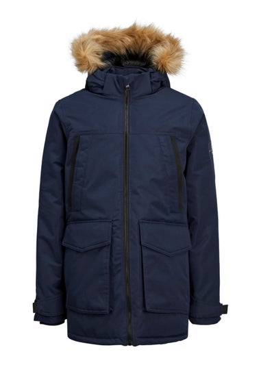 Jack & Jones Junior Navy Craft Parka Coat (8-16yrs)