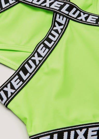 Girls Candy Couture Lime Sporty Tape Bikini Set (9-16yrs)