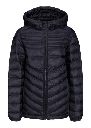 Jack & Jones Junior Black Hero Puffer Hood Jacket (8-16yrs)