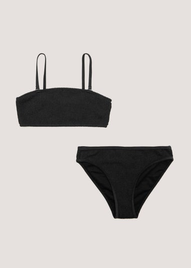 Girls Candy Couture Black Bandeau Bikini Set (9-16yrs)
