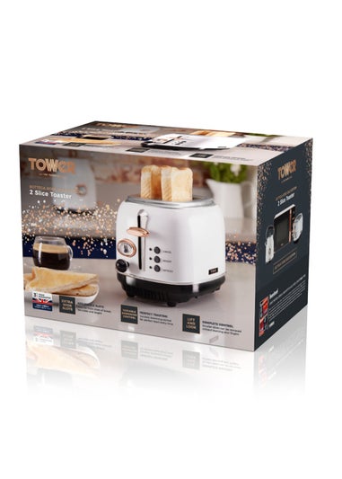 Tower Bottega White 2 Slice Toaster (19cm x 30cm x 18.5cm)