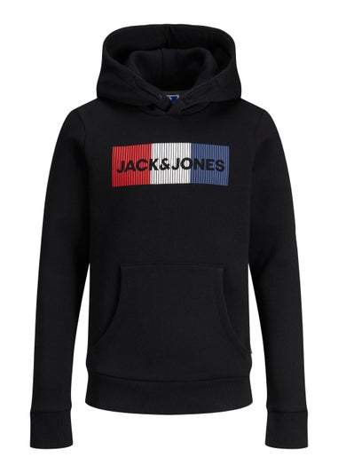 Jack & Jones Junior Black Play Print Logo Hoodie (8-16yrs)