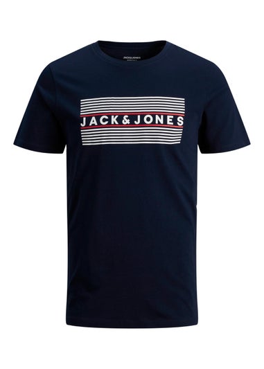 Jack & Jones Junior Navy Logo Print T-Shirt (8-16yrs)