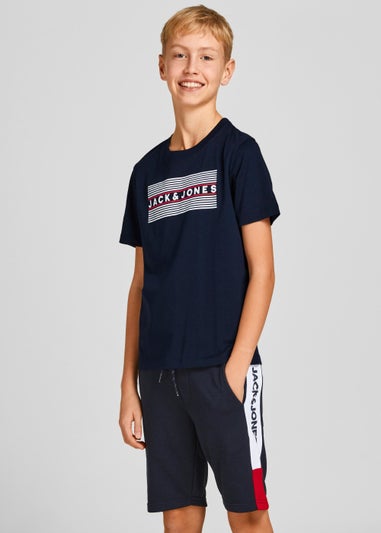 Jack & Jones Junior Navy Logo Print T-Shirt (8-16yrs)