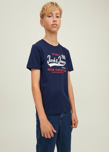 Jack & Jones Junior Navy Logo T-Shirt (8-16yrs)