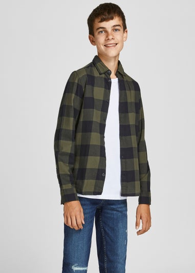 Jack & Jones Junior Green Gingham Twill Shirt (8-16yrs)